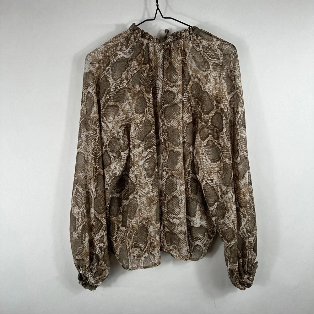 MANGO Women's Snake Print Blouse | Size 4 - Picture 9 of 12